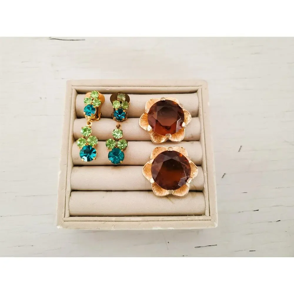 Lot of Vintage Mid Century Gorgeous Clip On Earrings